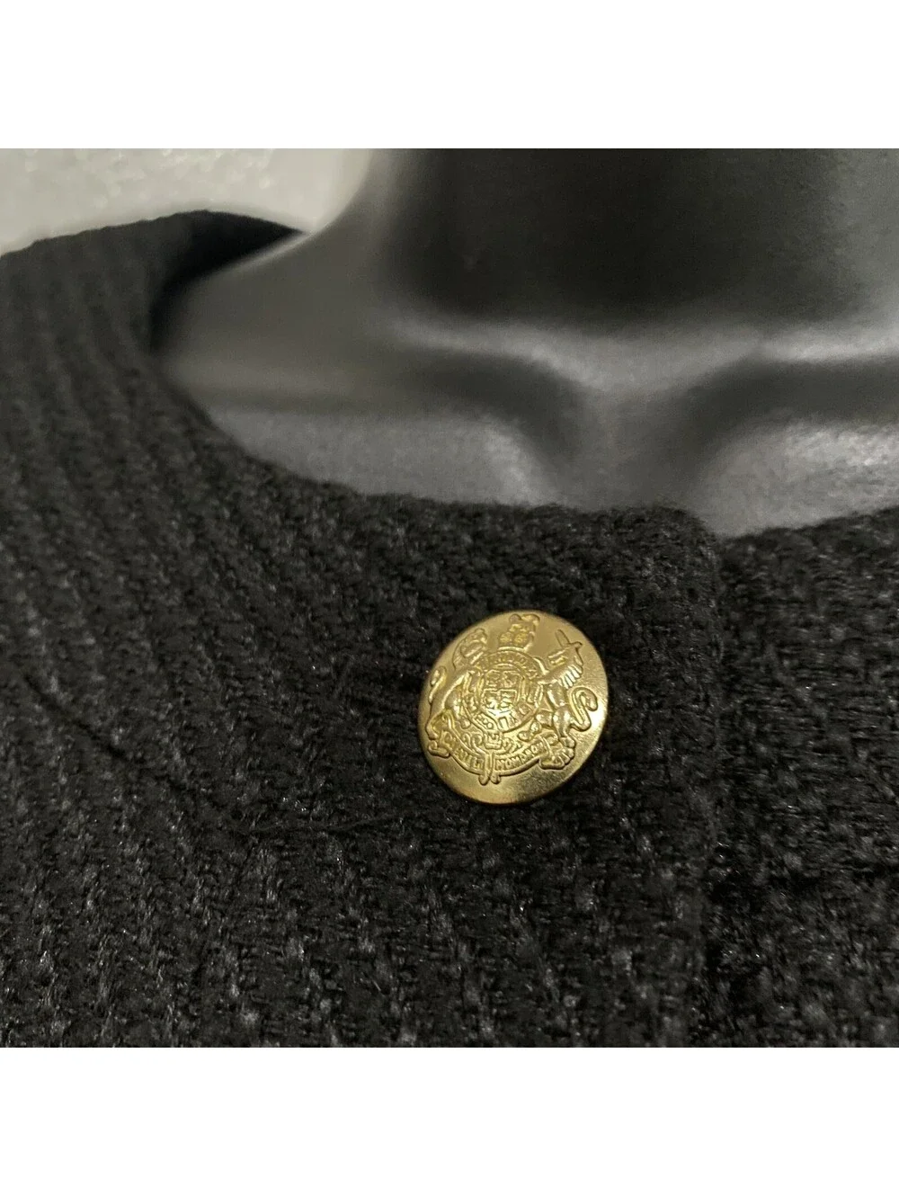 New! J.Crew Black Lady Tweed Jacket Size 10 Gold Button Academia Career Classic